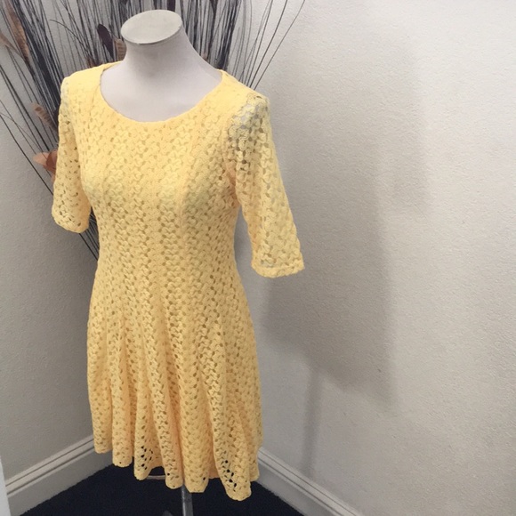 Rabbit Rabbit Rabbit Yellow Lace Fit Flare Dress - Picture 5 of 9